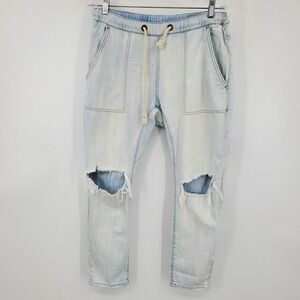 OneTeaspoon Shabbies Light Blue Distressed‎ Denim Joggers Medium Slouchy Jeans